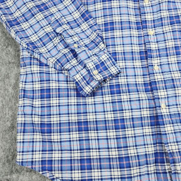 Ralph Lauren Shirt Men XLT Blue Button Plaid Flesh Pony Long Sleeve Casual Tall - Picture 6 of 11